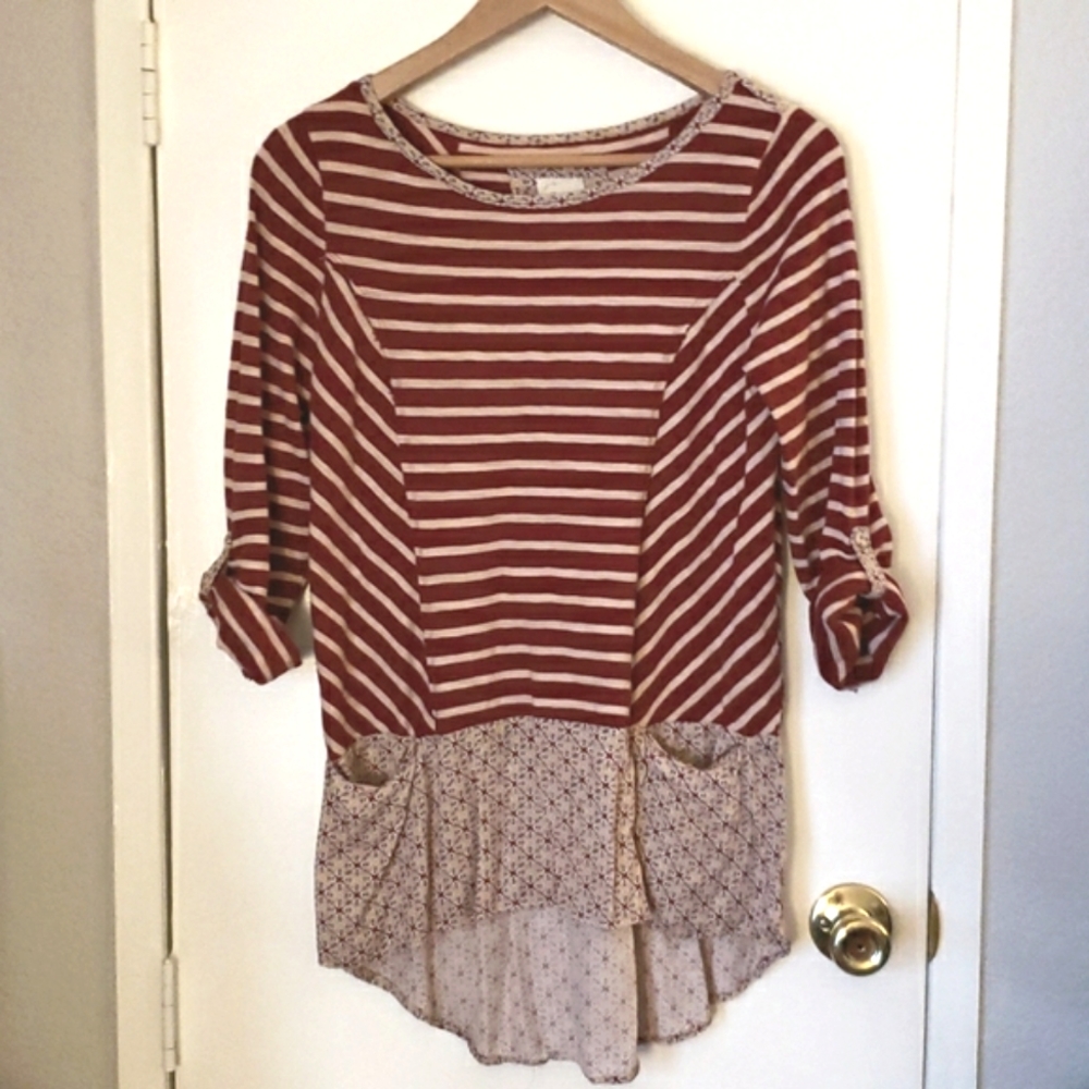 Anthropologie Postmark red striped top small